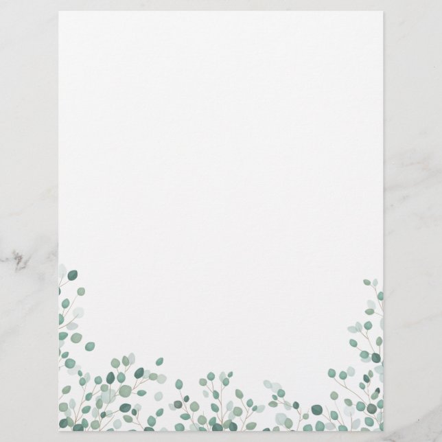 Eucalyptus Foliage Stationery med vattenfärg Brevhuvud (Framsida)