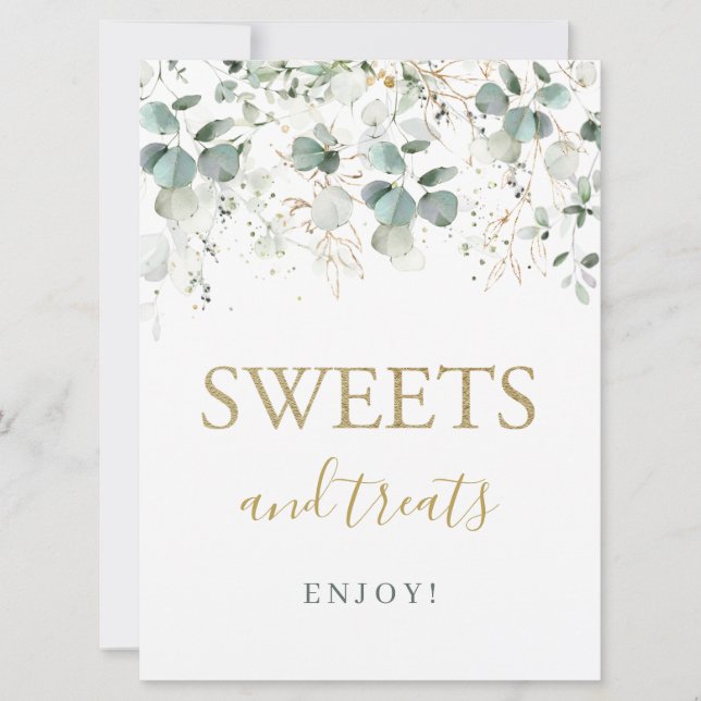 Eucalyptus Foliage Sweets & Treats Sign Inbjudningar (Framsida)