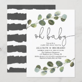 Eucalyptus för babydusch i par som är könsneutral inbjudningar