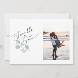 Eucalyptus för vattenfärg Spara datumfotokortet Spara Datumet