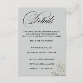 Eucalyptus Formal Elegant Enclosure Card Details Tilläggskort