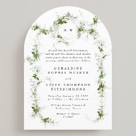 Eucalyptus Framad krandning Monogram Bröllop Arch Inbjudningar