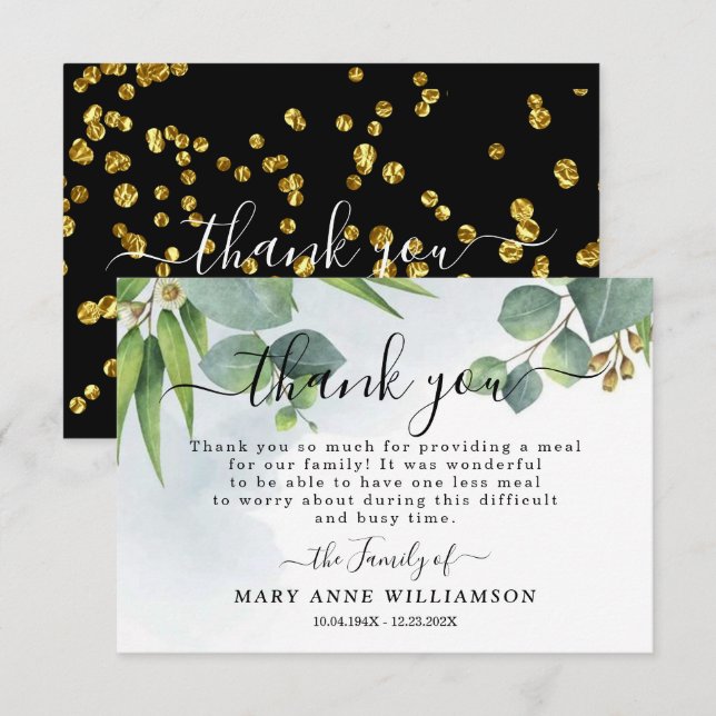 Eucalyptus Funeral Food tackal You Card Tack Kort (Fram/baksida)