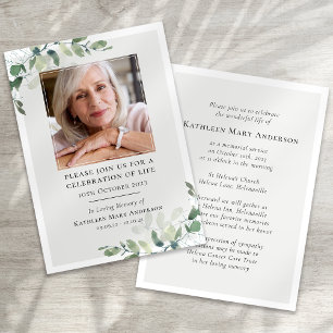 Eucalyptus Funeral Memorial Firande i Life Inbjudningar