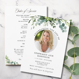 Eucalyptus Funeral Memorial Photo Order of Service Program