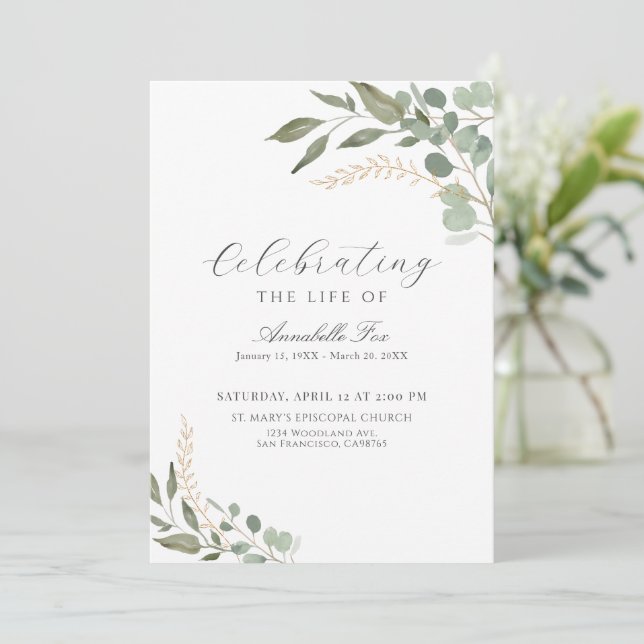 Eucalyptus Funeral Order Program (Stående Fram)