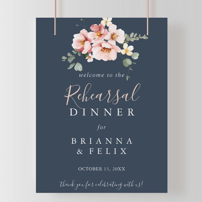 Eucalyptus Garden Blommigt Rehearsal Dinner Välkom Poster (Skapare uppladdad)