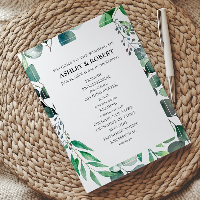 Eucalyptus Garden Botanical Wedding Ceremony Program (Skapare uppladdad)