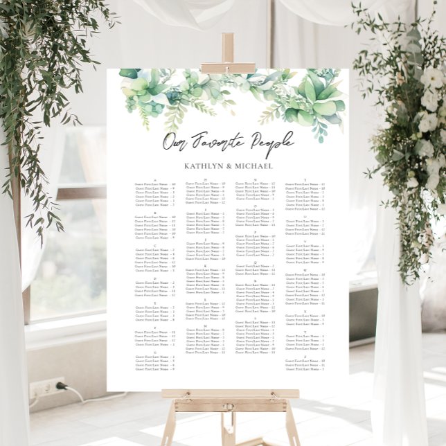 Eucalyptus Garden Wedding Alphabetical Seating Poster (Skapare uppladdad)