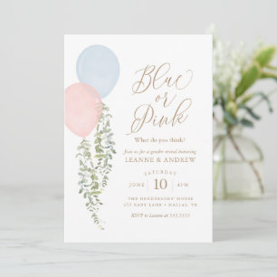 Eucalyptus Gender Reveal-färgbubblor Inbjudningar