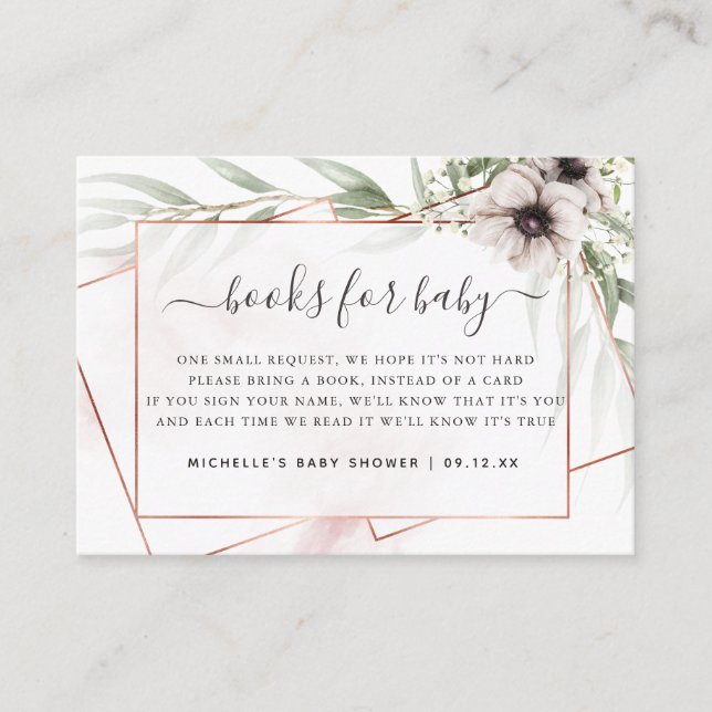 Eucalyptus Geometric Baby Shower Bok-begäran Tilläggskort (Framsida)