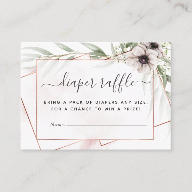 Eucalyptus Geometric Baby Shower Diaper Raffle Tilläggskort (Framsida)