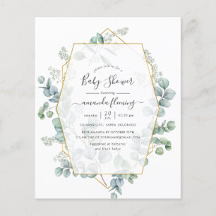 Eucalyptus Geometric Baby Shower för vattenfärg Flygblad
