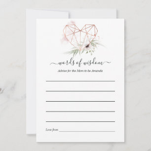 Eucalyptus Geometric Baby Shower ro Guld Rådkort