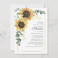 Eucalyptus Geometric Blommigt Baby Shower Solros
