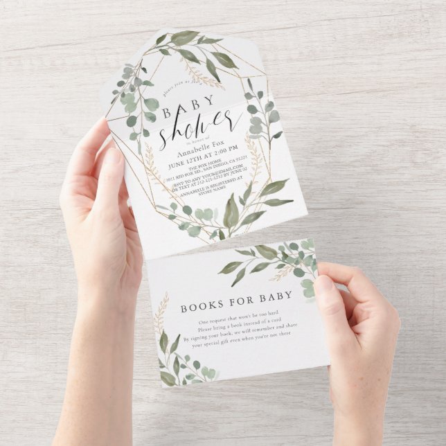 Eucalyptus Geometric Bok Request Baby Shower (Tearaway)