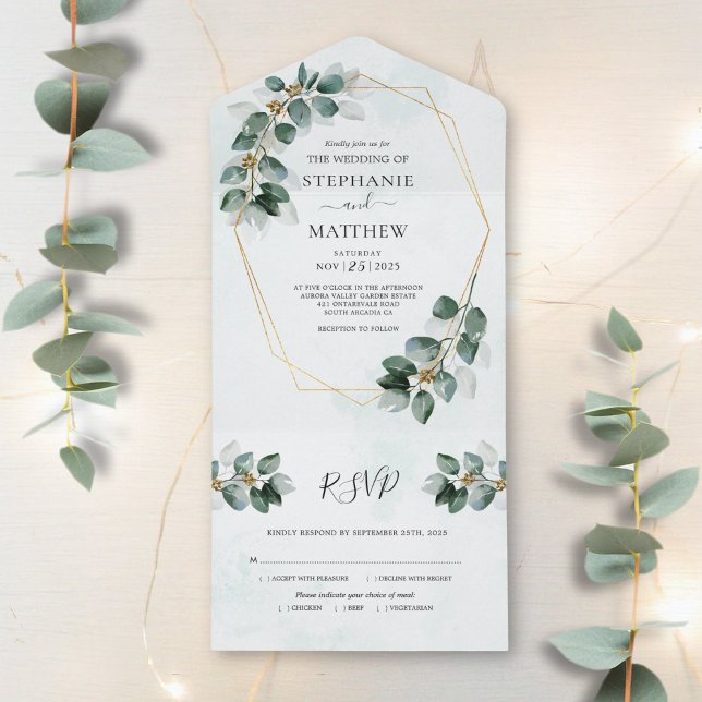 Eucalyptus Geometric Foliage Modern Bröllop (Skapare uppladdad)