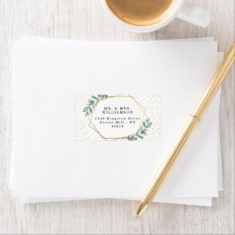 Eucalyptus Geometric Gold Foil Bröllop Adressetikett