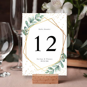 Eucalyptus Geometric Gold Foil Bröllop Bord-kort Inbjudningar