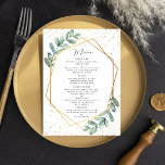 Eucalyptus Geometric Gold Foil Bröllop Meny<br><div class="desc">Fira i stil med dessa eleganter och mycket trendig menykort i bröllop. Ordalydelsen är lätt att anpassa med dina egna speciella matalternativ och dina middagsgäster kommer att bli glada när de tar emot dessa toppen-menyer. Matchande objekt finns i samlingen.</div>