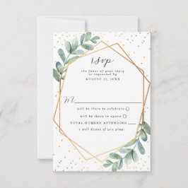 Eucalyptus Geometric Gold Foil Bröllop OSA Kort