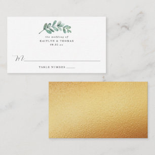 Eucalyptus Geometric Gold Foil Bröllop Placeringskort