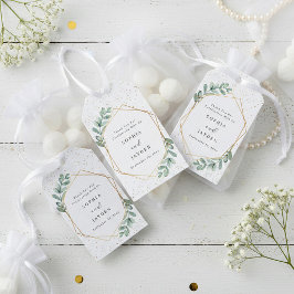 Eucalyptus Geometric Gold Foil Bröllop Presentetikett