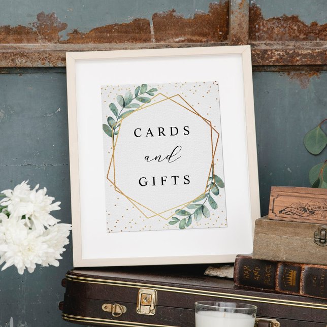 Eucalyptus Geometric Gold Foil Bröllop-tecken Poster (Skapare uppladdad)