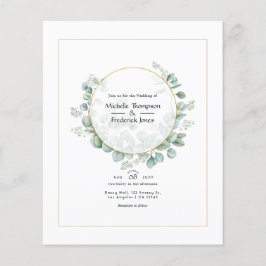 Eucalyptus Geometric Guld Bröllop Flygblad