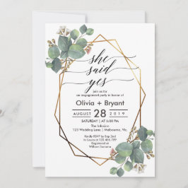 Eucalyptus geometric ram förlovningsfest inbjudningar