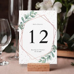Eucalyptus Geometric Ro Gold Foil Bröllop Bordsnummer<br><div class="desc">Fira i stil med dessa moderna och mycket trendig bröllop-kort för bordsnummer. Den här utformningen är enkel att anpassa med din speciella händelsetext och dina gäster blir glada när de ser dessa fantastiska bordsnummer. *** HUR DU ORDER *** Anpassa och lägg till varje bordsnummer-kort i kundvagnen, en i taget. Zazzle...</div>