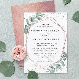 Eucalyptus Geometric Ro Gold Foil Bröllop Inbjudningar