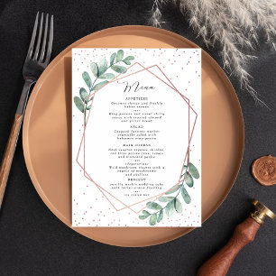 Eucalyptus Geometric Ro Gold Foil Bröllop Meny