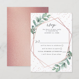 Eucalyptus Geometric Ro Gold Foil Bröllop OSA Kort