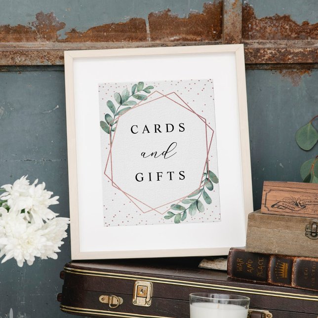 Eucalyptus Geometric Ro Gold Foil Bröllop-tecken Poster (Skapare uppladdad)