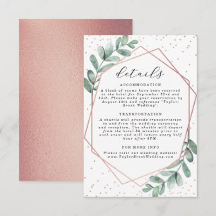 Eucalyptus Geometric Ro Gold Foil Bröllop Tilläggskort