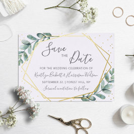 Eucalyptus Geometric Save Date Real