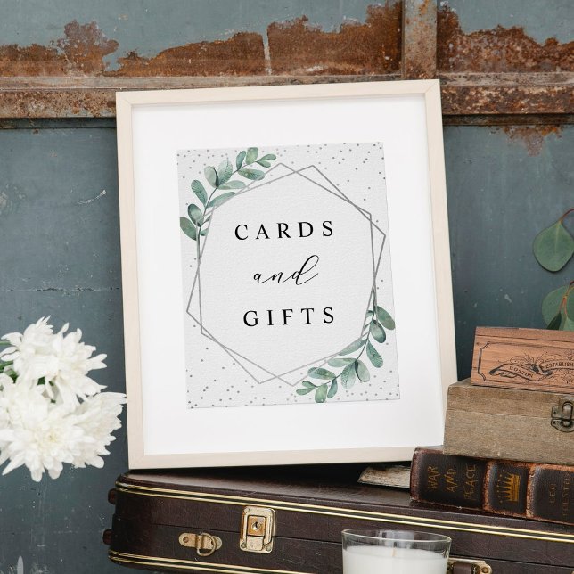 Eucalyptus Geometric Silver Foil Bröllop-tecken Poster (Skapare uppladdad)