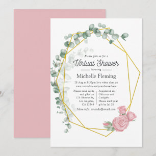Eucalyptus Geometric Virtuell Baby Shower Inbjudningar