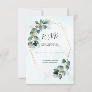 Eucalyptus Geometric Watercolor Foliage Bröllop OSA Kort