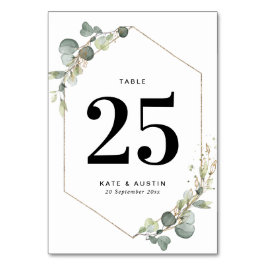 Eucalyptus geometrisk bröllop bordsnummer