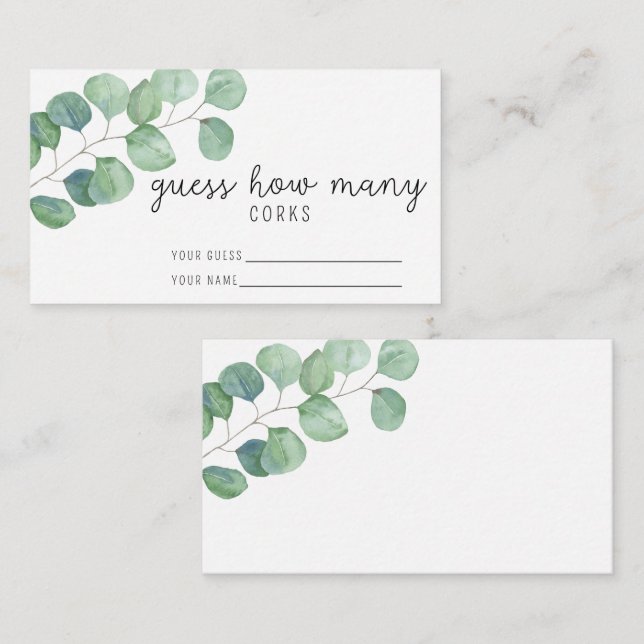 Eucalyptus - Gissa hur många kork-möhippa-spel Tilläggskort (Fram/baksida)