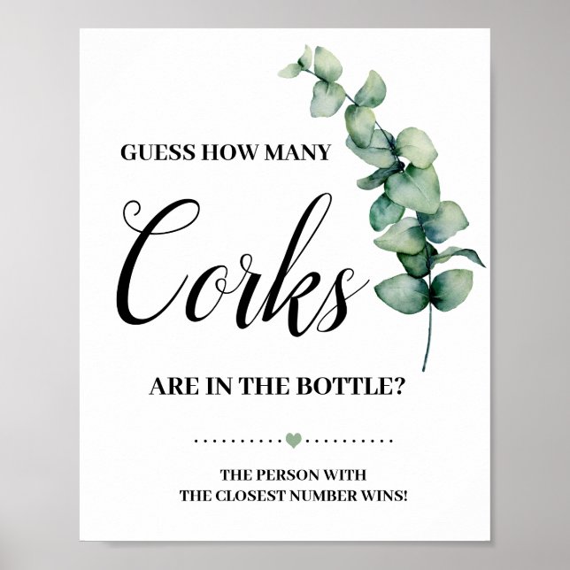 Eucalyptus gissar hur många Kork Shower Game Sign- Poster (Framsidan)