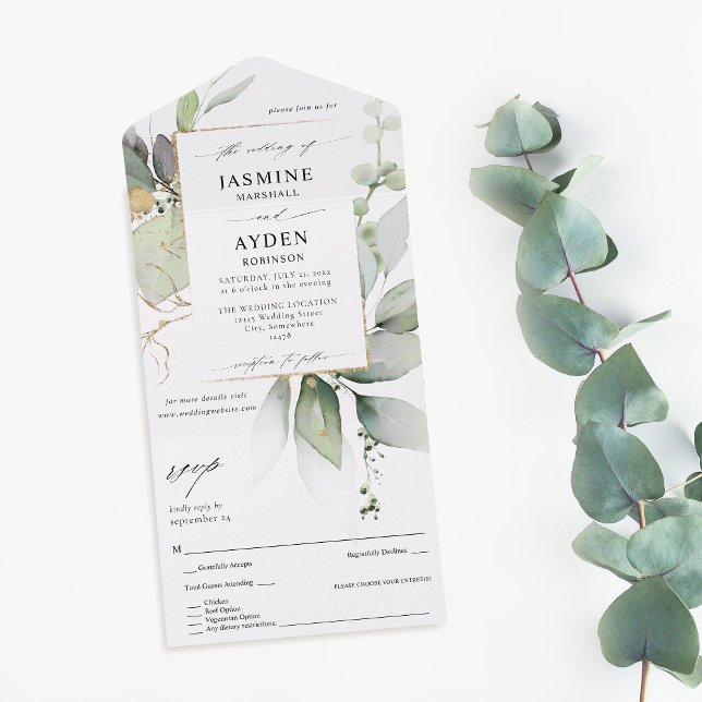 Eucalyptus Glow Guld Greenery Bröllop (Skapare uppladdad)