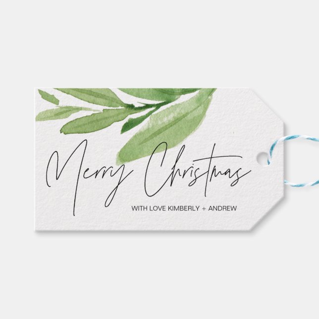 Eucalyptus God jul Helgdag Gift Märkres Presentetikett (Framsidan (Horisontell))