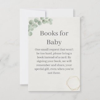Eucalyptus Gold Books for Baby Shower Insert Card Tack Kort