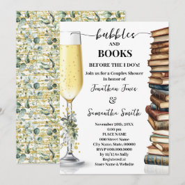 Eucalyptus Gold Bubbles & Books Couples Shower Inbjudningar