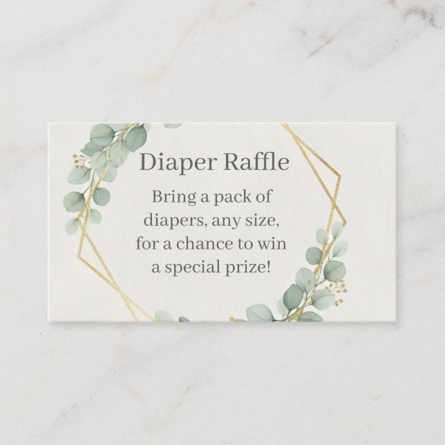 Eucalyptus Gold Diaper Raffle Insert Card | Boho Tilläggskort (Framsida)