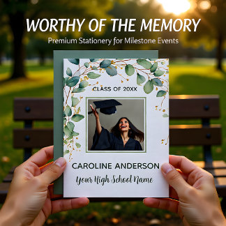 Eucalyptus Gold Grad Announcement Card Inbjudningar