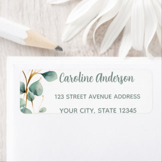 Eucalyptus Gold Green Graduation Returadress Etikett